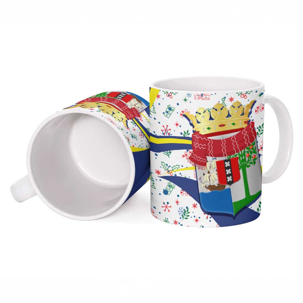 Curacao Christmas Ceramic Mug with Santa Lizard Crown Gifts Snowflakes and Holiday Icons Design - Wonder Print Shop