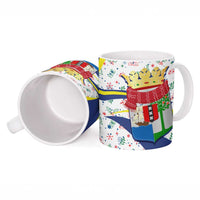 Curacao Christmas Ceramic Mug with Santa Lizard Crown Gifts Snowflakes and Holiday Icons Design - Wonder Print Shop