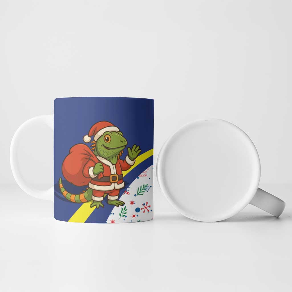 Curacao Christmas Ceramic Mug with Santa Lizard Crown Gifts Snowflakes and Holiday Icons Design - Wonder Print Shop