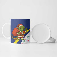 Curacao Christmas Ceramic Mug with Santa Lizard Crown Gifts Snowflakes and Holiday Icons Design - Wonder Print Shop
