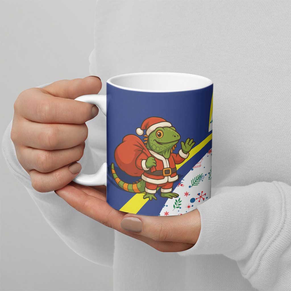 Curacao Christmas Ceramic Mug with Santa Lizard Crown Gifts Snowflakes and Holiday Icons Design - Wonder Print Shop