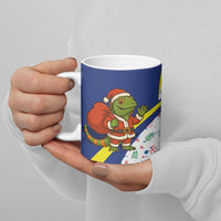 Curacao Christmas Ceramic Mug with Santa Lizard Crown Gifts Snowflakes and Holiday Icons Design - Wonder Print Shop