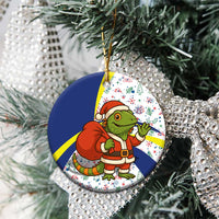 Curacao Christmas Ceramic Ornament with Santa Lizard Crown Gifts Snowflakes and Holiday Icons Design - Wonder Print Shop