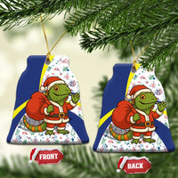 Curacao Christmas Ceramic Ornament with Santa Lizard Crown Gifts Snowflakes and Holiday Icons Design - Wonder Print Shop