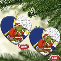 Curacao Christmas Ceramic Ornament with Santa Lizard Crown Gifts Snowflakes and Holiday Icons Design - Wonder Print Shop