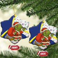 Curacao Christmas Ceramic Ornament with Santa Lizard Crown Gifts Snowflakes and Holiday Icons Design - Wonder Print Shop