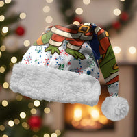 Curacao Christmas Santa Hat with Santa Lizard Crown Gifts Snowflakes and Holiday Icons Design - Wonder Print Shop