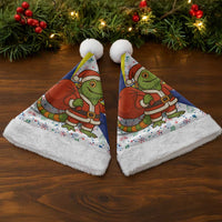 Curacao Christmas Santa Hat with Santa Lizard Crown Gifts Snowflakes and Holiday Icons Design - Wonder Print Shop
