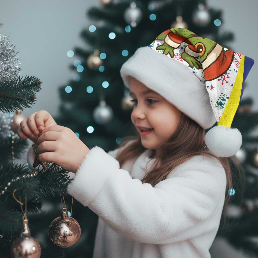 Curacao Christmas Santa Hat with Santa Lizard Crown Gifts Snowflakes and Holiday Icons Design - Wonder Print Shop