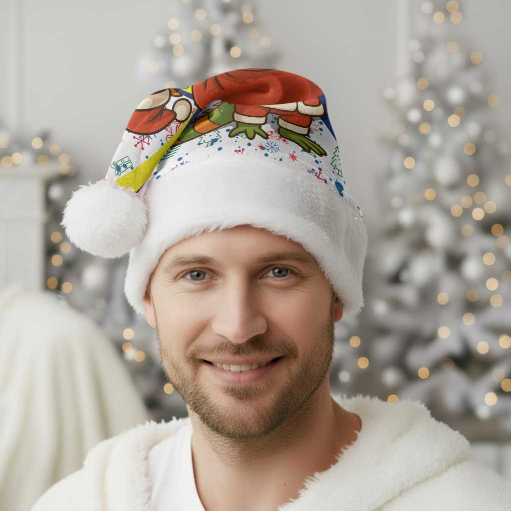 Curacao Christmas Santa Hat with Santa Lizard Crown Gifts Snowflakes and Holiday Icons Design - Wonder Print Shop