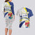 Curacao Christmas Couples Matching Long Sleeve Bodycon Dress and Hawaiian Shirt with Santa Lizard Crown Gifts Snowflakes and Holiday Icons Design - Wonder Print Shop