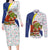 Curacao Christmas Couples Matching Long Sleeve Bodycon Dress and Long Sleeve Button Shirt with Santa Lizard Crown Gifts Snowflakes and Holiday Icons Design - Wonder Print Shop
