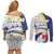 Curacao Christmas Couples Matching Off Shoulder Short Dress and Long Sleeve Button Shirt with Santa Lizard Crown Gifts Snowflakes and Holiday Icons Design - Wonder Print Shop