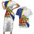 Curacao Christmas Couples Matching Short Sleeve Bodycon Dress and Hawaiian Shirt with Santa Lizard Crown Gifts Snowflakes and Holiday Icons Design - Wonder Print Shop