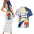 Curacao Christmas Couples Matching Short Sleeve Bodycon Dress and Hawaiian Shirt with Santa Lizard Crown Gifts Snowflakes and Holiday Icons Design - Wonder Print Shop