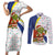 Curacao Christmas Couples Matching Short Sleeve Bodycon Dress and Long Sleeve Button Shirt with Santa Lizard Crown Gifts Snowflakes and Holiday Icons Design - Wonder Print Shop