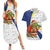 Curacao Christmas Couples Matching Summer Maxi Dress and Hawaiian Shirt with Santa Lizard Crown Gifts Snowflakes and Holiday Icons Design - Wonder Print Shop