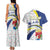 Curacao Christmas Couples Matching Tank Maxi Dress and Hawaiian Shirt with Santa Lizard Crown Gifts Snowflakes and Holiday Icons Design - Wonder Print Shop