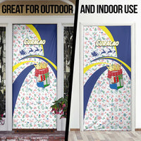 Curacao Christmas Door Cover with Santa Lizard Crown Gifts Snowflakes and Holiday Icons Design - Wonder Print Shop