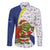 Curacao Christmas Family Matching Long Sleeve Bodycon Dress and Hawaiian Shirt with Santa Lizard Crown Gifts Snowflakes and Holiday Icons Design - Wonder Print Shop