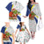 Curacao Christmas Family Matching Off The Shoulder Long Sleeve Dress and Hawaiian Shirt with Santa Lizard Crown Gifts Snowflakes and Holiday Icons Design - Wonder Print Shop