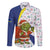 Curacao Christmas Family Matching Off The Shoulder Long Sleeve Dress and Hawaiian Shirt with Santa Lizard Crown Gifts Snowflakes and Holiday Icons Design - Wonder Print Shop