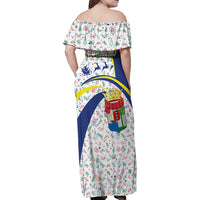 Curacao Christmas Family Matching Off Shoulder Maxi Dress and Hawaiian Shirt with Santa Lizard Crown Gifts Snowflakes and Holiday Icons Design - Wonder Print Shop