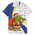 Curacao Christmas Family Matching Off Shoulder Short Dress and Hawaiian Shirt with Santa Lizard Crown Gifts Snowflakes and Holiday Icons Design - Wonder Print Shop