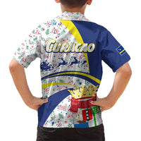Curacao Christmas Family Matching Puletasi and Hawaiian Shirt with Santa Lizard Crown Gifts Snowflakes and Holiday Icons Design - Wonder Print Shop