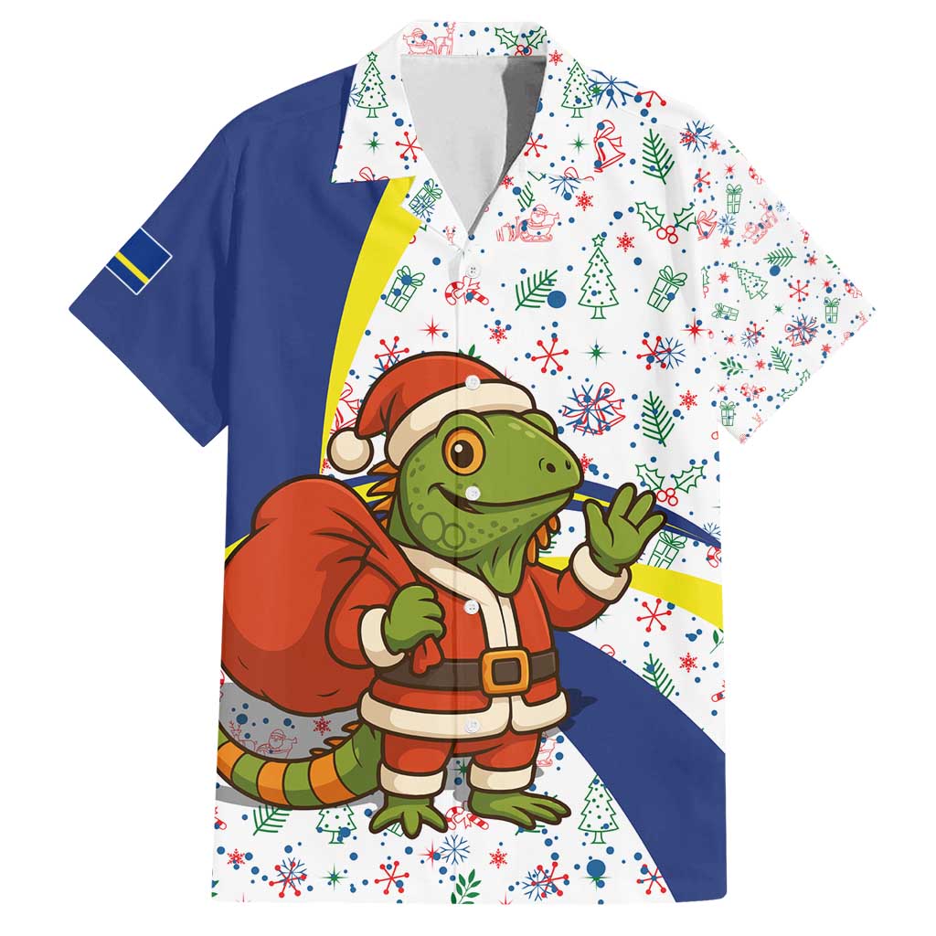 Curacao Christmas Family Matching Puletasi and Hawaiian Shirt with Santa Lizard Crown Gifts Snowflakes and Holiday Icons Design - Wonder Print Shop