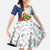 Curacao Christmas Family Matching Short Sleeve Bodycon Dress and Hawaiian Shirt with Santa Lizard Crown Gifts Snowflakes and Holiday Icons Design - Wonder Print Shop