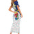 Curacao Christmas Family Matching Short Sleeve Bodycon Dress and Hawaiian Shirt with Santa Lizard Crown Gifts Snowflakes and Holiday Icons Design - Wonder Print Shop