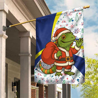 Curacao Christmas Garden Flag with Santa Lizard Crown Gifts Snowflakes and Holiday Icons Design - Wonder Print Shop