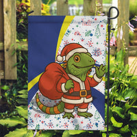 Curacao Christmas Garden Flag with Santa Lizard Crown Gifts Snowflakes and Holiday Icons Design - Wonder Print Shop