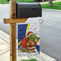 Curacao Christmas Garden Flag with Santa Lizard Crown Gifts Snowflakes and Holiday Icons Design - Wonder Print Shop