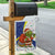 Curacao Christmas Garden Flag with Santa Lizard Crown Gifts Snowflakes and Holiday Icons Design - Wonder Print Shop