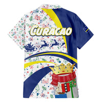 Curacao Christmas Hawaiian Shirt with Santa Lizard Crown Gifts Snowflakes and Holiday Icons Design - Wonder Print Shop