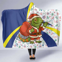 Curacao Christmas Hooded Blanket with Santa Lizard Crown Gifts Snowflakes and Holiday Icons Design - Wonder Print Shop