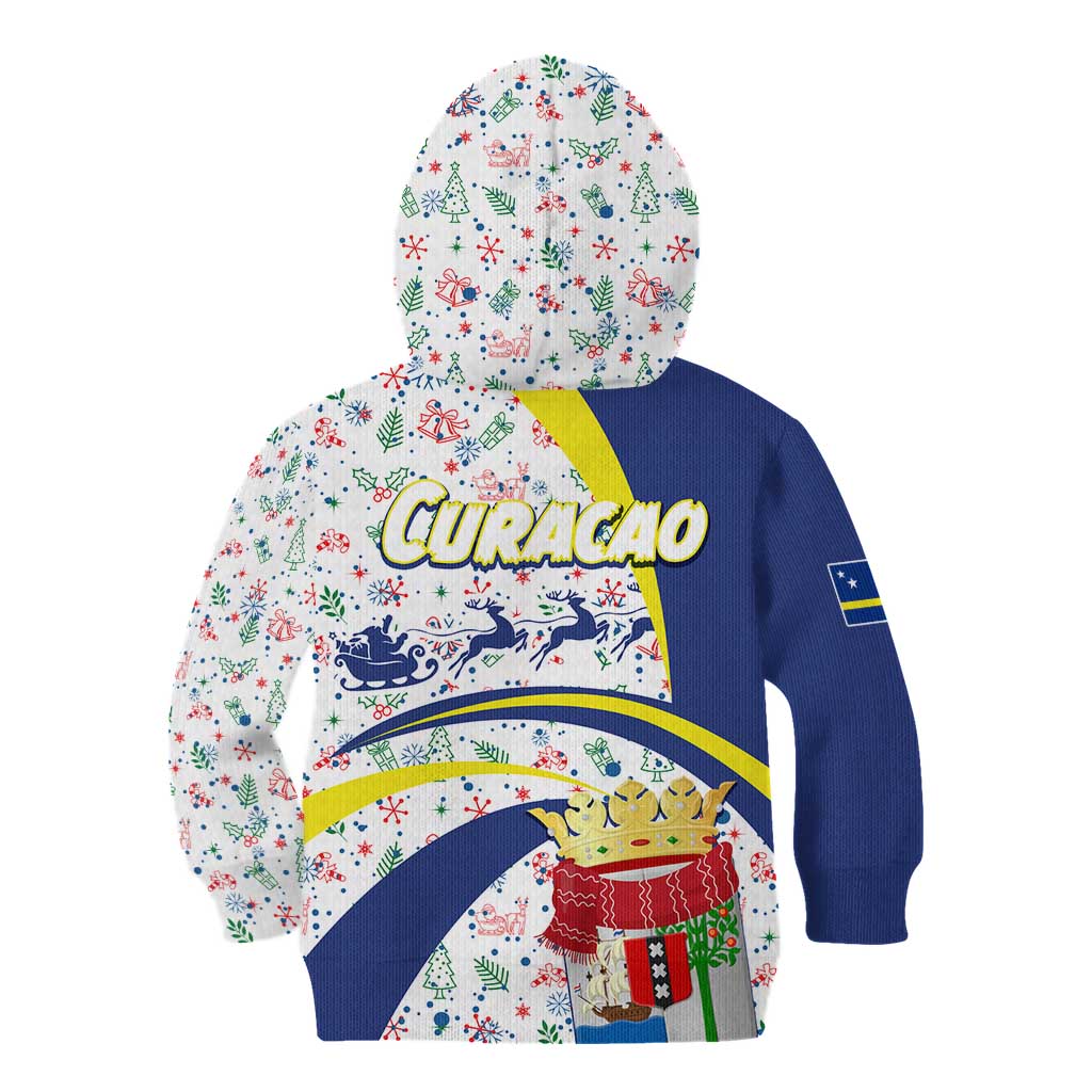 Curacao Christmas Kid Hoodie with Santa Lizard Crown Gifts Snowflakes and Holiday Icons Design - Wonder Print Shop