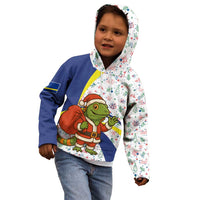 Curacao Christmas Kid Hoodie with Santa Lizard Crown Gifts Snowflakes and Holiday Icons Design - Wonder Print Shop