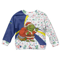 Curacao Christmas Kid Ugly Christmas Sweater with Santa Lizard Crown Gifts Snowflakes and Holiday Icons Design - Wonder Print Shop