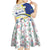 Curacao Christmas Kid Short Sleeve Dress with Santa Lizard Crown Gifts Snowflakes and Holiday Icons Design - Wonder Print Shop