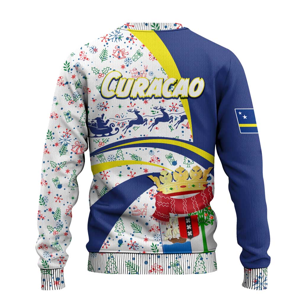 Curacao Christmas Ugly Christmas Sweater with Santa Lizard Crown Gifts Snowflakes and Holiday Icons Design - Wonder Print Shop