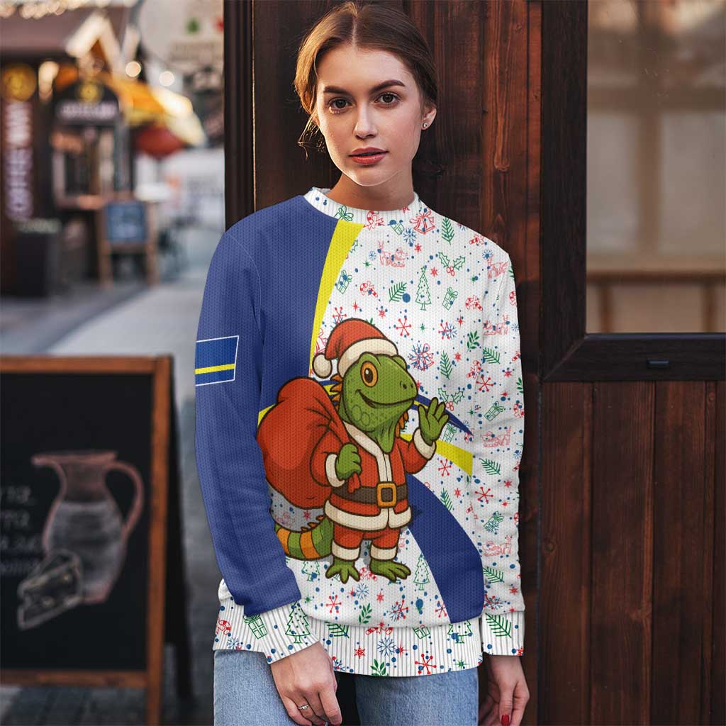 Curacao Christmas Ugly Christmas Sweater with Santa Lizard Crown Gifts Snowflakes and Holiday Icons Design - Wonder Print Shop