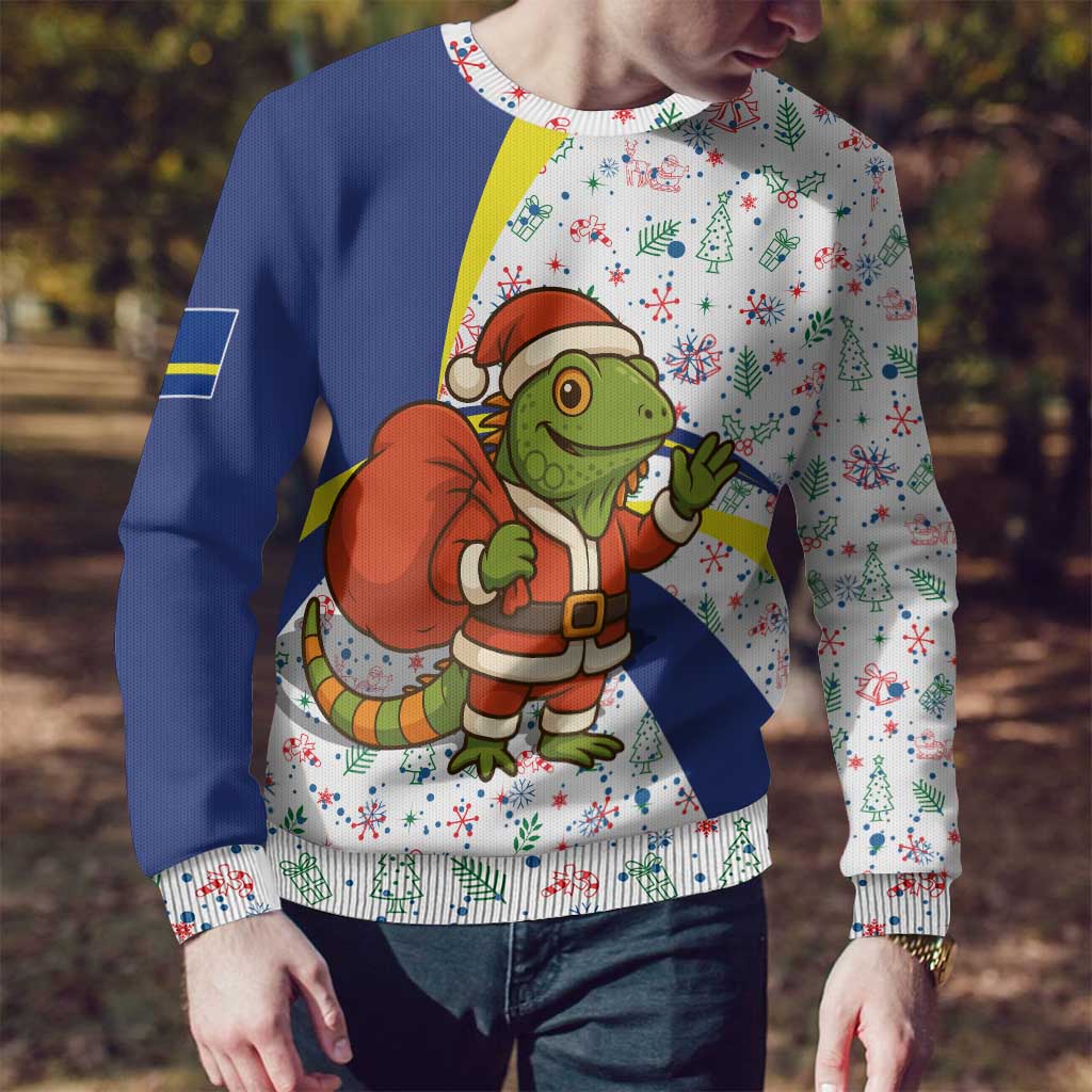 Curacao Christmas Ugly Christmas Sweater with Santa Lizard Crown Gifts Snowflakes and Holiday Icons Design - Wonder Print Shop