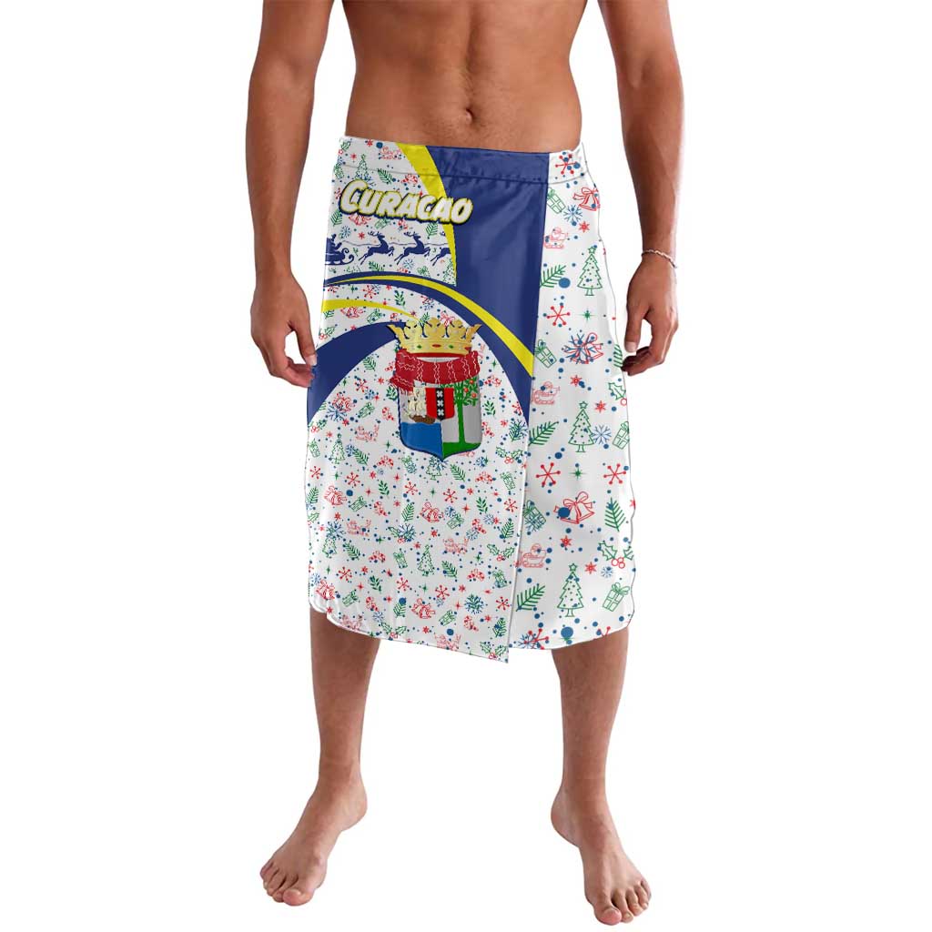 Curacao Christmas Lavalava with Santa Lizard Crown Gifts Snowflakes and Holiday Icons Design - Wonder Print Shop