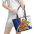 Curacao Christmas Leather Tote Bag with Santa Lizard Crown Gifts Snowflakes and Holiday Icons Design - Wonder Print Shop