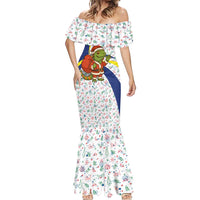 Curacao Christmas Mermaid Dress with Santa Lizard Crown Gifts Snowflakes and Holiday Icons Design - Wonder Print Shop