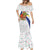 Curacao Christmas Mermaid Dress with Santa Lizard Crown Gifts Snowflakes and Holiday Icons Design - Wonder Print Shop