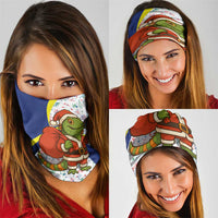 Curacao Christmas Neck Gaiter with Santa Lizard Crown Gifts Snowflakes and Holiday Icons Design - Wonder Print Shop